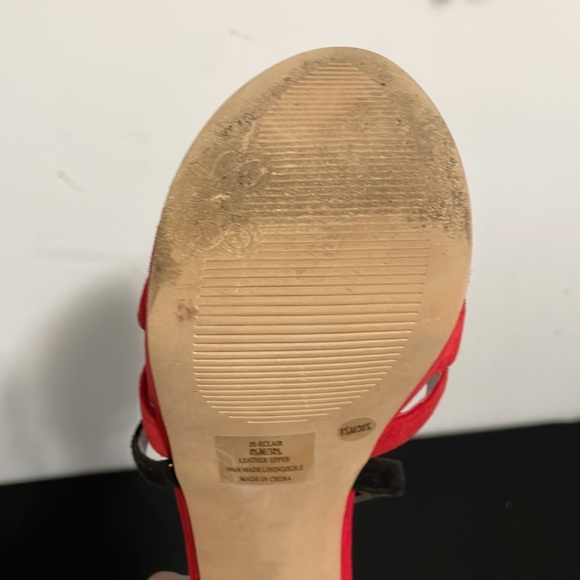 Jessica Simpson Red/Black/Tan Suede Platform Heels, size:8.5 - Picture 9 of 12